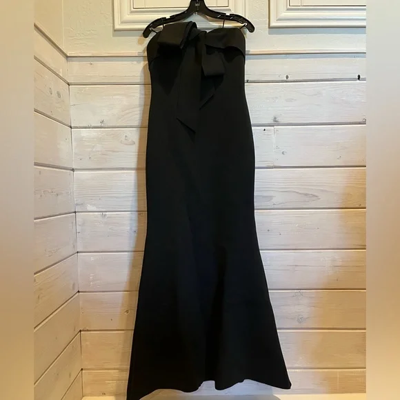 badgley mischka black bow dress Tie-Shoulder Bow Sleeveless Midi Dress by Badgley Mischka